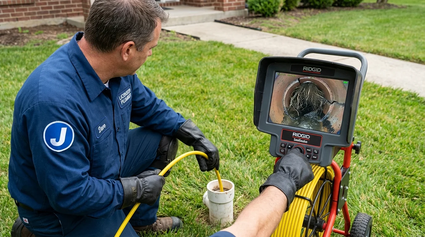 Sewer camera inspection being performed by Johns Plumbing LLC in Malabar
