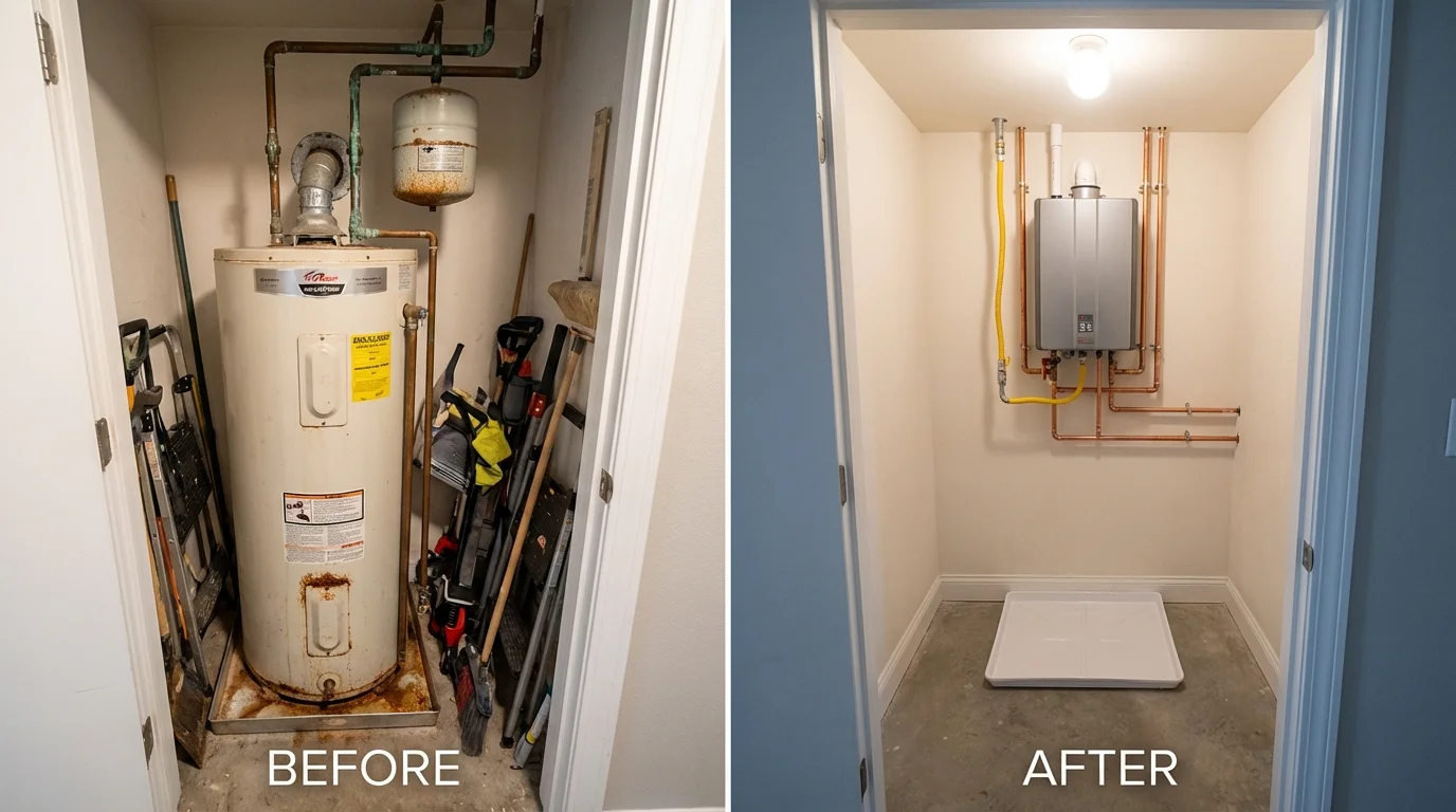 Tank water heater versus wall-mounted tankless unit comparison for Malabar, FL homeowners