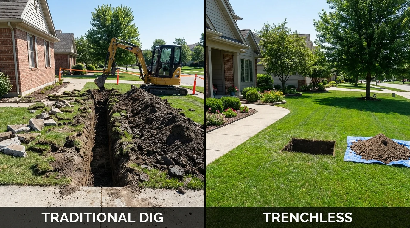 Trenchless sewer repair with minimal yard damage versus traditional excavation in Malabar, FL